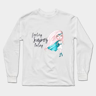 Feeling Super Today (Peach & Green) Long Sleeve T-Shirt